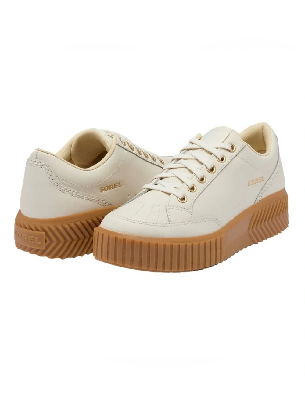 SOREL Women’s ONA Ave Low Sneakers Cream Leather Platform Gum Sole Size 11 - Picture 15 of 16